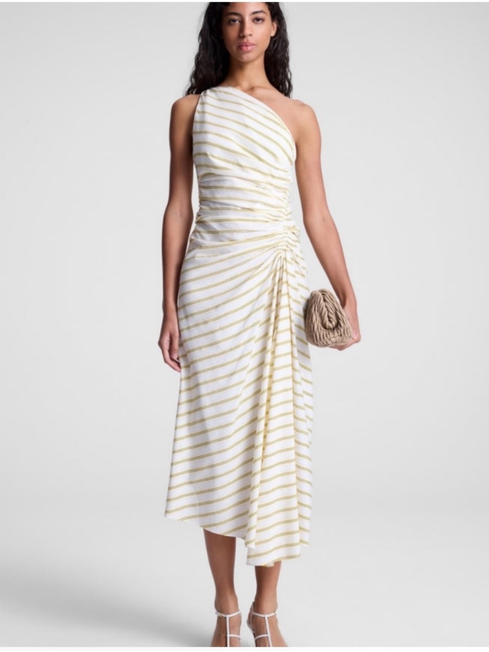 A.L.C. | Striped One-Shoulder Midi Dress, 4